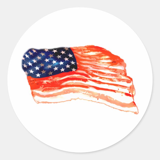 Pegatina Redonda Estados Unidos de Bacon (Anverso)