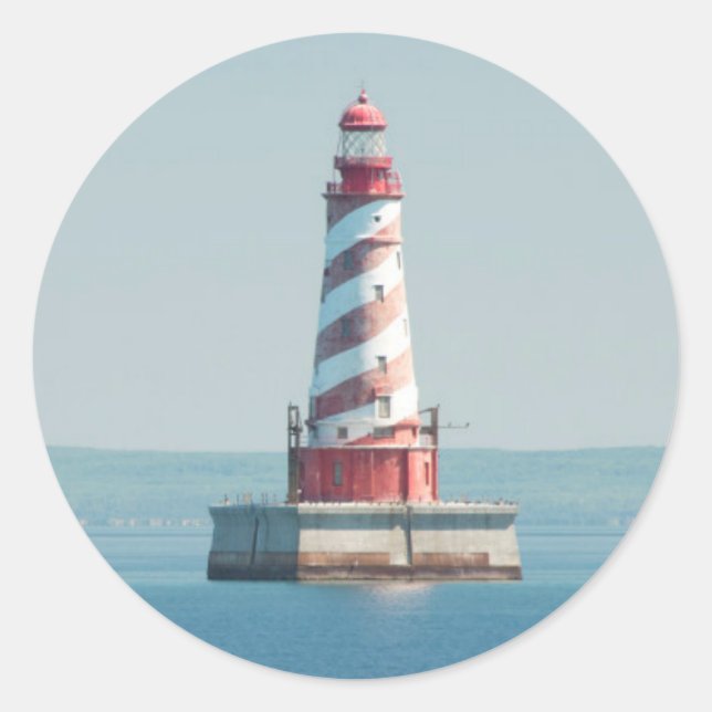 Pegatina Redonda Estados Unidos, Michigan, Grandes Lagos, Lago Mich (Anverso)