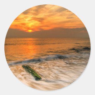 Pegatina Redonda Estados Unidos, Nueva Jersey, Cabo de Mayo. Escena