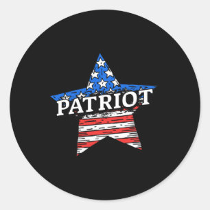 Pegatina Redonda Estados Unidos Patriota Estrella De Estados Unidos