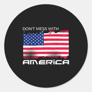 Pegatina Redonda Estados Unidos patriótico - bandera americana libe