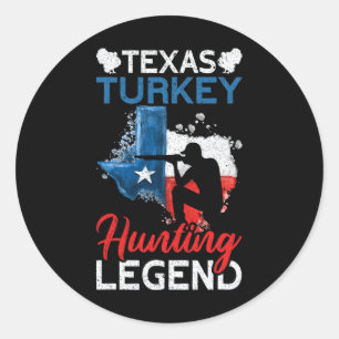 Pegatina Redonda Estados Unidos Texas Turquía: Leyenda de caza dive