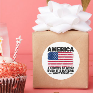 Pegatina Redonda Estados Unidos Un País Tan Grande Como El Día De L