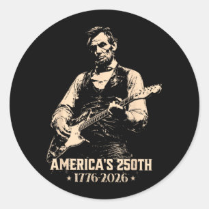 Pegatina Redonda Estados Unidos Vintage 250 Aniversario Abe Lincoln