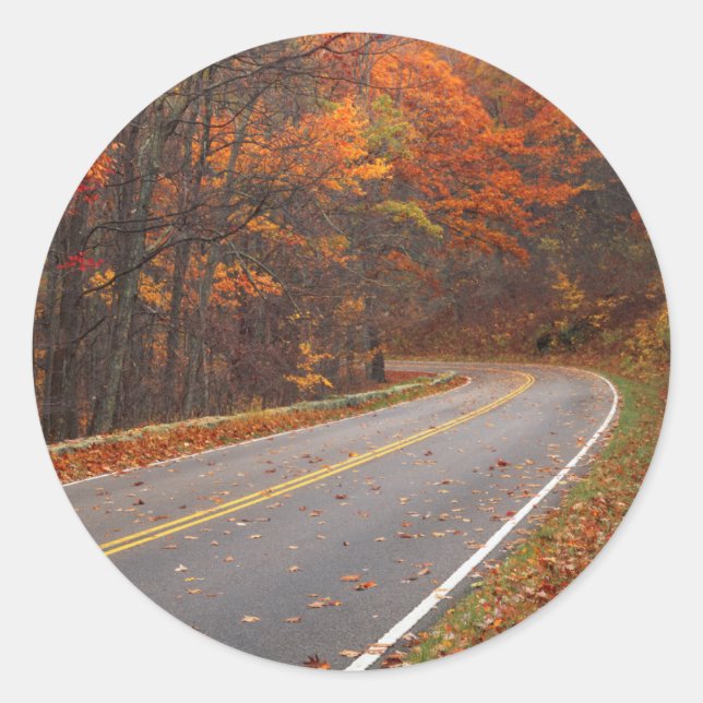 Pegatina Redonda Estados Unidos, Virginia, Parque Nacional Shenando (Anverso)