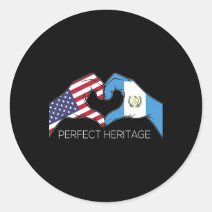 Pegatina Redonda Estados Unidos y Guatemala Guatemalteco Americano