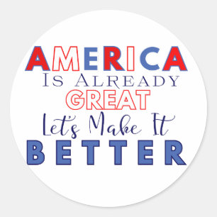Pegatina Redonda Estados Unidos ya es grande - Hagámoslo mejor