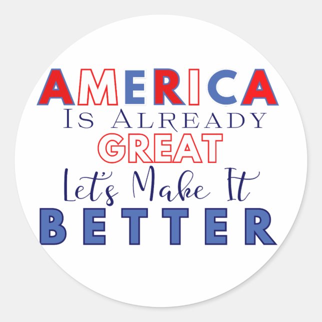 Pegatina Redonda Estados Unidos ya es grande - Hagámoslo mejor (Anverso)