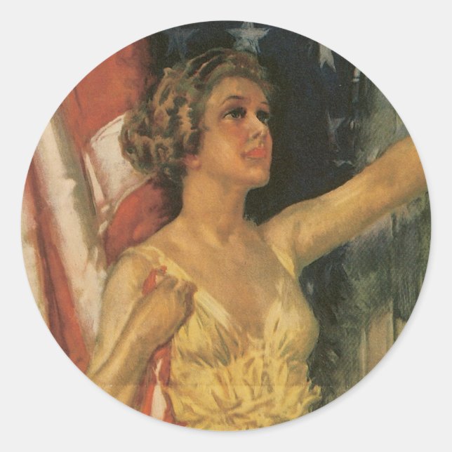 Pegatina Redonda Estadounidenses Todos (Anverso)