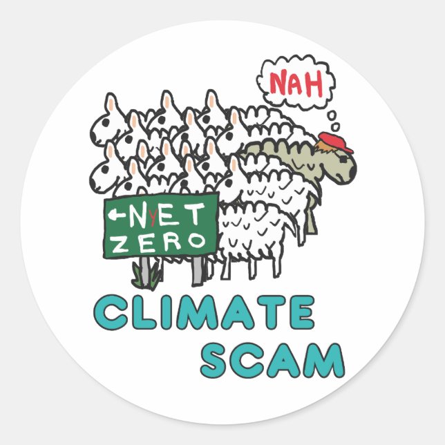 Pegatina Redonda Estafa climática (Anverso)