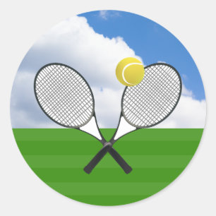 Pegatina Redonda ESTAFAS del campo de tenis y de TENIS