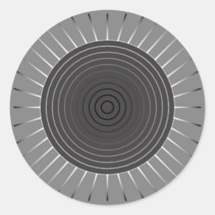 Pegatina Redonda Estallido solar geométrico moderno - Gris hematita