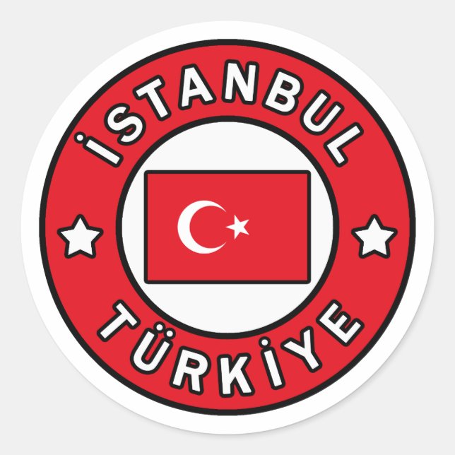 Pegatina Redonda Estambul Türkiye (Anverso)