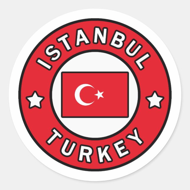 Pegatina Redonda Estambul Turquía (Anverso)