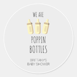 Pegatina Redonda Estamos comprando botellas Baby Shower
