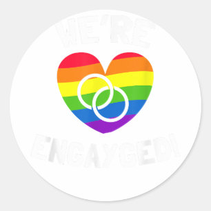 Pegatina Redonda Estamos comprometidos con el compromiso gay