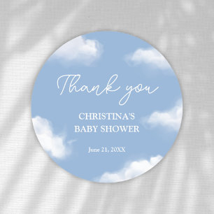 Pegatina Redonda Estamos en Cloud 9 Baby Shower Gracias