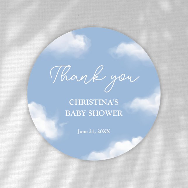 Pegatina Redonda Estamos en Cloud 9 Baby Shower Gracias (Subido por el creador)