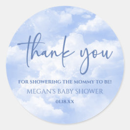 Pegatina Redonda Estamos En Cloud Nueve Blue Baby Shower