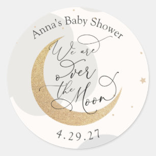 Pegatina Redonda Estamos en la luna Baby Shower