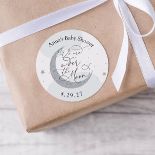 Pegatina Redonda Estamos en la luna Baby Shower Classic Round Sti