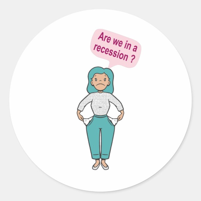 Pegatina Redonda ¿Estamos en recesión? (Anverso)