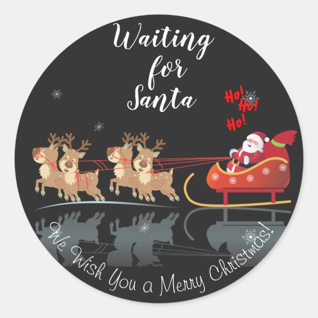 Pegatina Redonda ¡Estamos esperando a Santa Ho! ¡Ho! ¡Ho! Vacacione (Anverso)