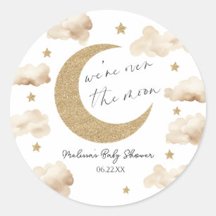 Pegatina Redonda Estamos Sobre La Luna Boho Celestial Baby Shower