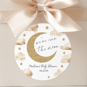 Pegatina Redonda Estamos Sobre La Luna Boho Celestial Baby Shower