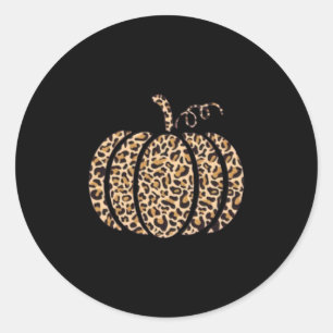 Pegatina Redonda Estampa de calabaza y leopardo de Acción de Gracia