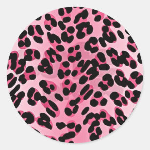 Pegatina Redonda Estampa de Guepardo Rosa RAB Rockabilly