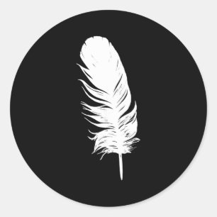 Pegatina Redonda Estampa de pluma blanca gráfica casual sin mangas