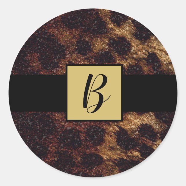 Pegatina Redonda Estampado Animal Leopardo Guepardo Brillante Safar (Anverso)