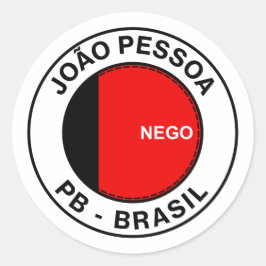 Pegatina Redonda Estampado Brasil Joao Pessoa Paraiba PB Bandeira