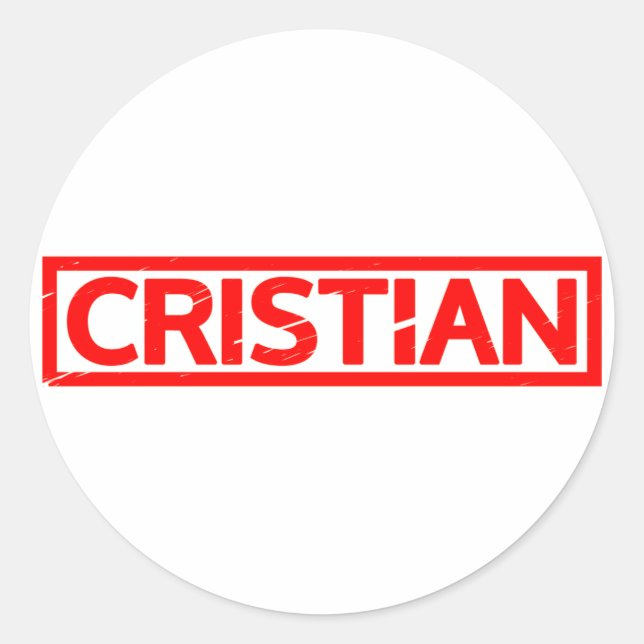 Pegatina Redonda Estampado de Cristian (Anverso)