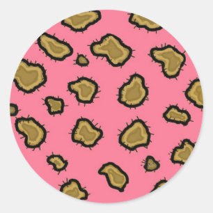 Pegatina Redonda Estampado de leopardo rosa