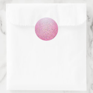 Pegatina Redonda Estampado de leopardo rosa con purpurina