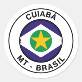 Pegatina Redonda Estampilla Brasil Cuiaba Mato Grosso Bandeira