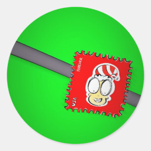 Pegatina Redonda Estampilla de rehenes Elf para navidades