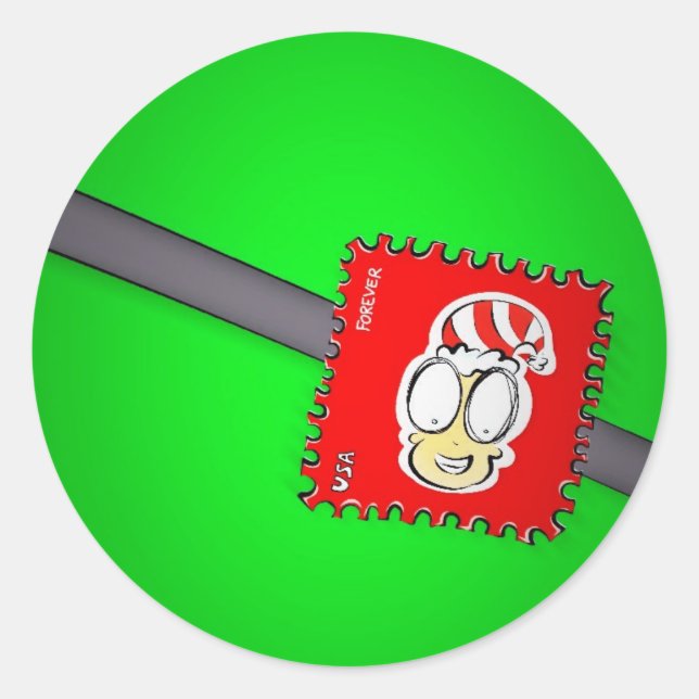 Pegatina Redonda Estampilla de rehenes Elf para navidades (Anverso)