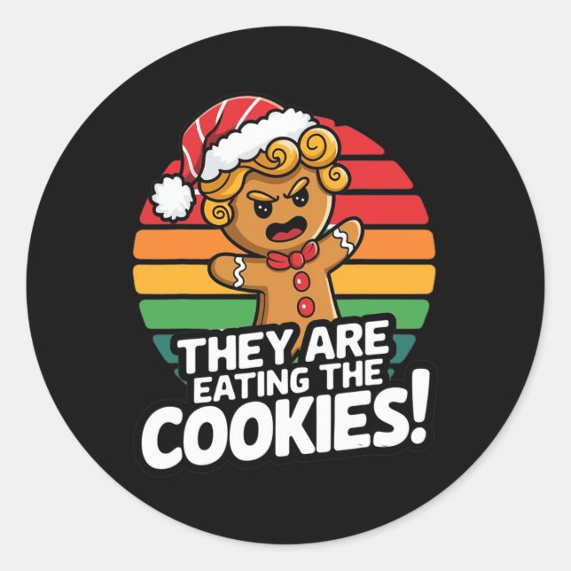 Pegatina Redonda Están Comiendo El Humor De Los Navidades De Pan De (Anverso)