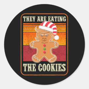 Pegatina Redonda Están Comyendo El Humor De Los Navidades De Las Ga