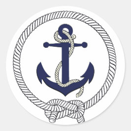 Pegatina Redonda Estancamiento de la silueta azul marino nautical s