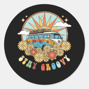 Pegatina Redonda Estancia retro Groovy Preppy Verano Hippie Van Lif