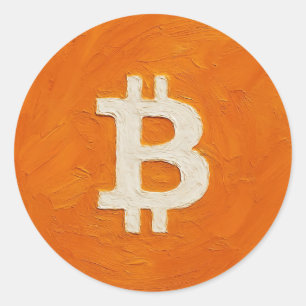 Pegatina Redonda Estándar de Bitcoin (Petróleo, Estilo: 1)