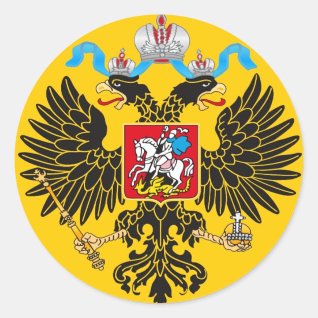 Pegatina Redonda Estándar imperial del emperador de Rusia (Anverso)