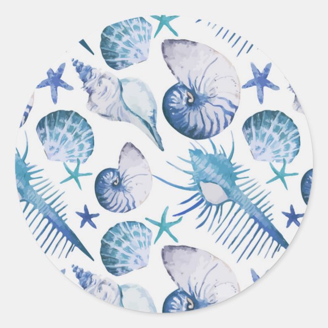 Pegatina Redonda Estanques de acuarela (Anverso)