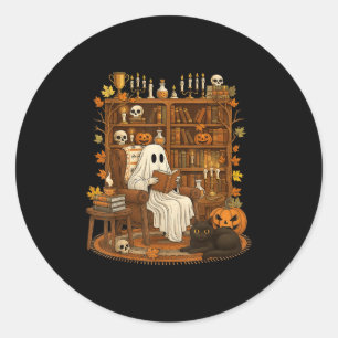 Pegatina Redonda Estante retro Halloween Marcador Fantasma Lector d