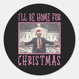 Pegatina Redonda Estaré en casa para los Navidades.