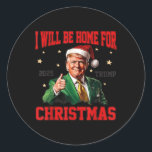 Pegatina Redonda Estaré En Casa Para Los Navidades El Divertido San<br><div class="desc">Estaré En Casa Para Navidades Divertido Papá Noel Trump 2024 4</div>